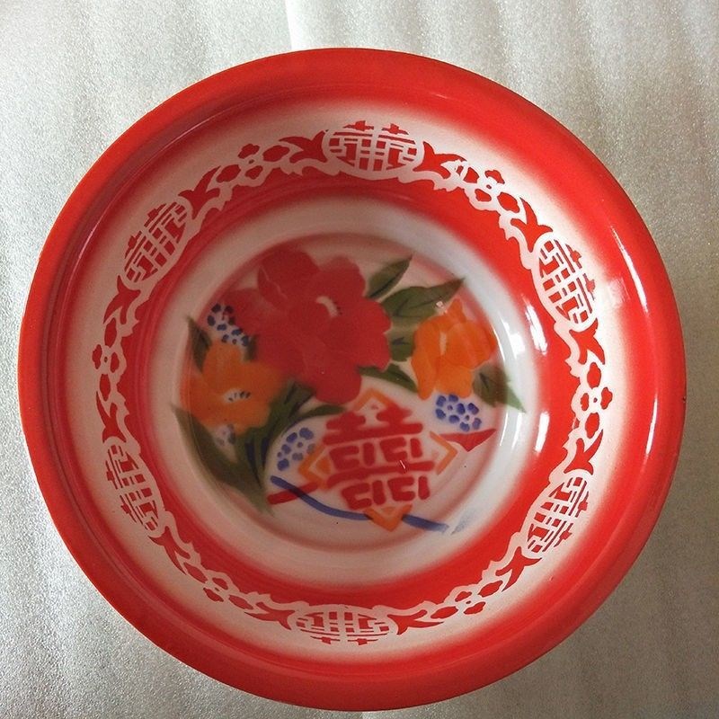 加厚老式搪瓷盆铁洗脸盆洗菜盆传统洋瓷盆和面盆结婚喜盆洗屁屁