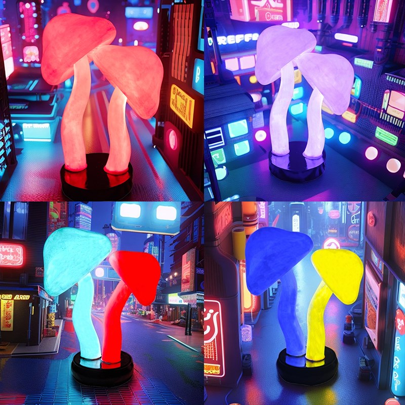 仿真发光蘑菇植物玻璃钢雕塑商场酒吧KTV餐吧装饰品大型落地摆件