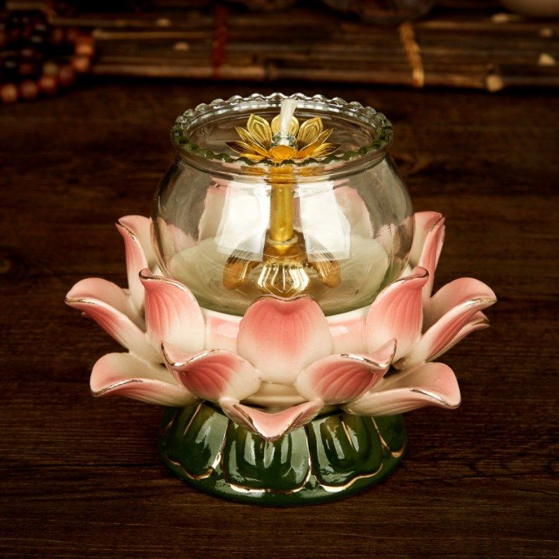 聚善缘佛堂用品 莲花灯座金色无字食用油酥植物油油灯供灯酥油