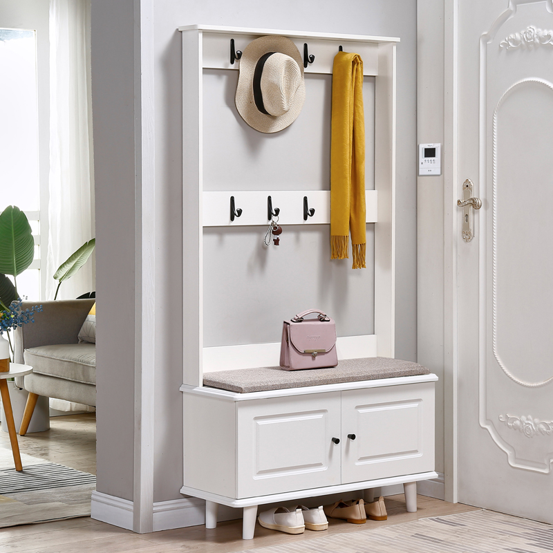 挂衣架白色欧式烤漆门厅柜玄关隔断 简约现代鞋柜衣帽柜换鞋凳
