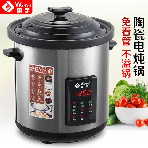 万宇家用智能陶瓷电炖锅10L大容量全自动电汤锅隔水炖锅煮粥煲汤