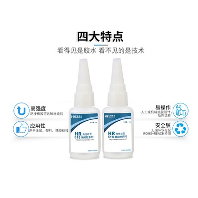直销汇瑞518瞬间胶无白化快干胶 强力透明粘金属塑料橡胶502胶水