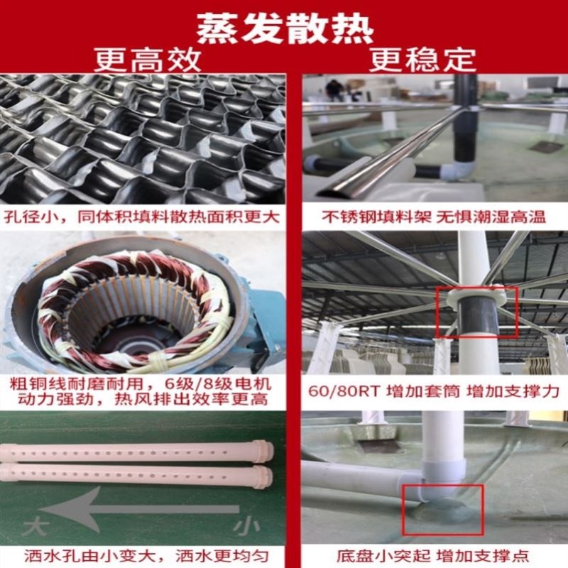 工业小型冷却塔冷水塔10t至200吨凉水塔加厚玻璃钢降温散热冷却塔