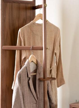 旋转穿落衣胡镜挂FFP衣架木一体全身镜地实木黑桃镜子衣架