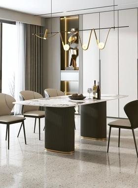 代奶油SJCZ风餐桌小户型钢琴烤漆桌板腿桌子家用法式岩现餐组桌椅