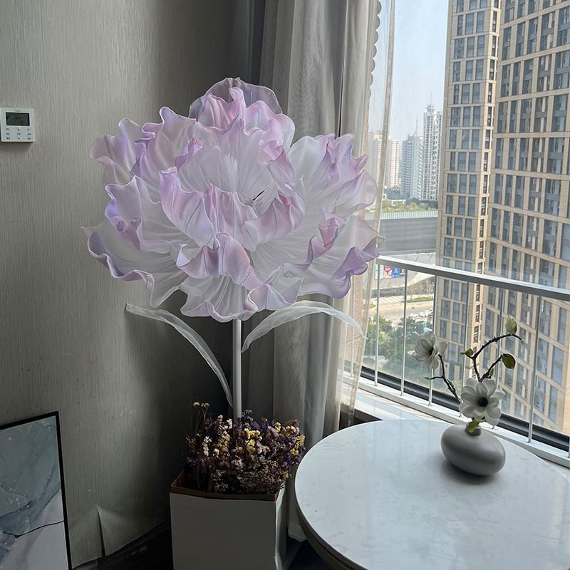 自动合花真灯仿感应花瓣落地摆件婚礼围拍照道具感应自动装饰布开
