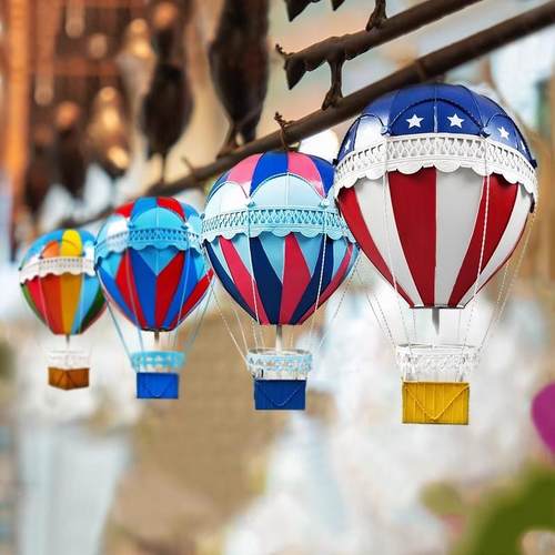 R62热气球装饰摆摆件品金属吊饰手道工艺摄影酒吧橱窗类具大型落