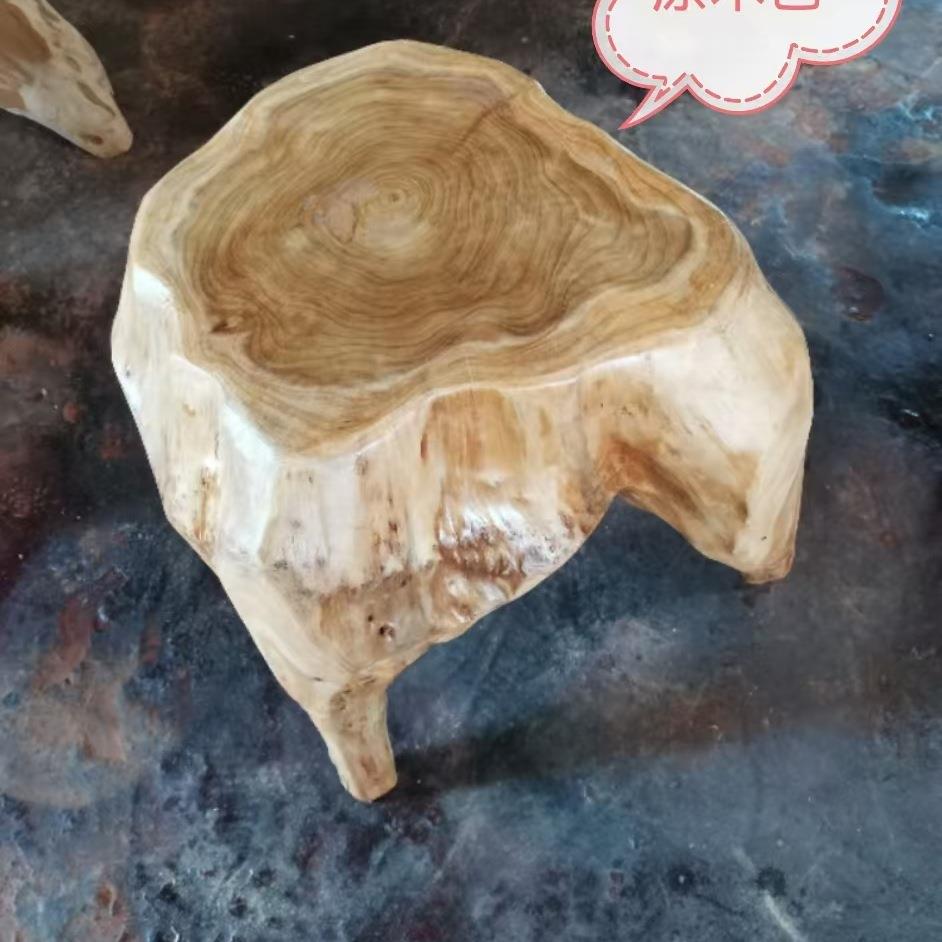然实木根雕三脚天凳子茶几茶桩桌大板花架座坐OOR凳原木底树根树