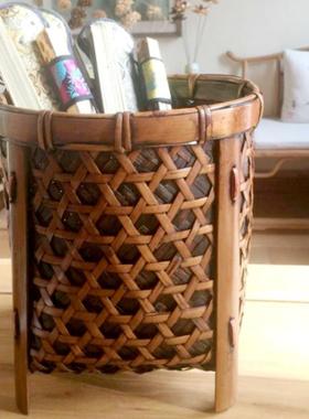 复层古字画筐统竹编收纳四脚手编双编法竹ZL02092筐卷轴缸传中筐