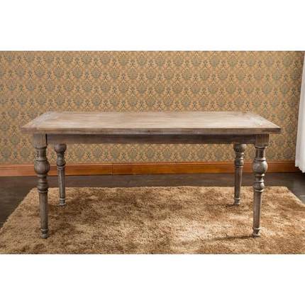 旧美式餐做复古TMZC1897实木桌子餐桌组合拉丝橡木餐桌法式厅简约