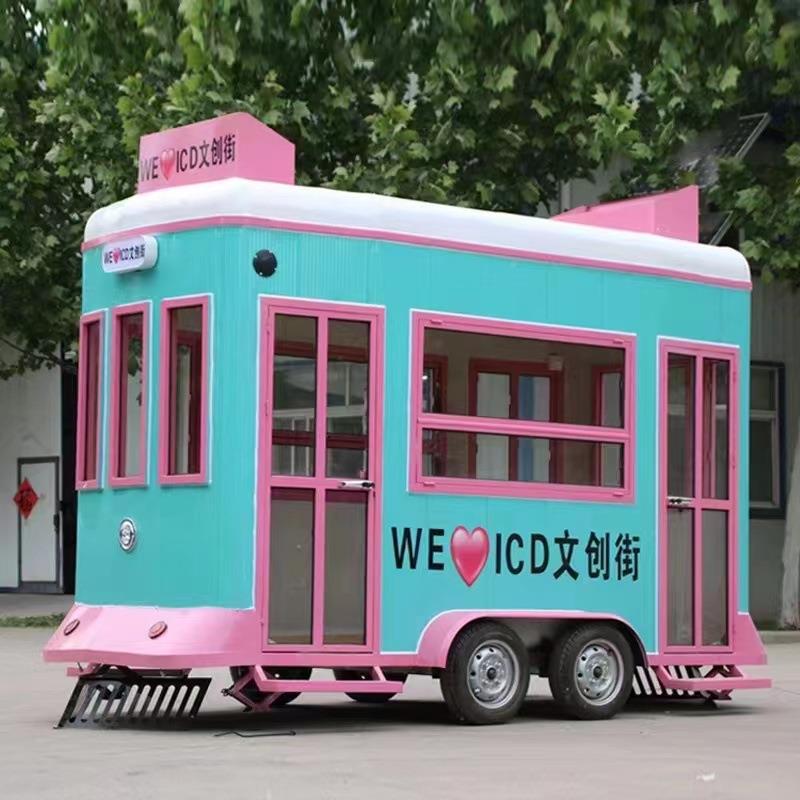 手推移动餐车街景轮四流可动餐饮摆摊移动美食车多推功能手手推餐