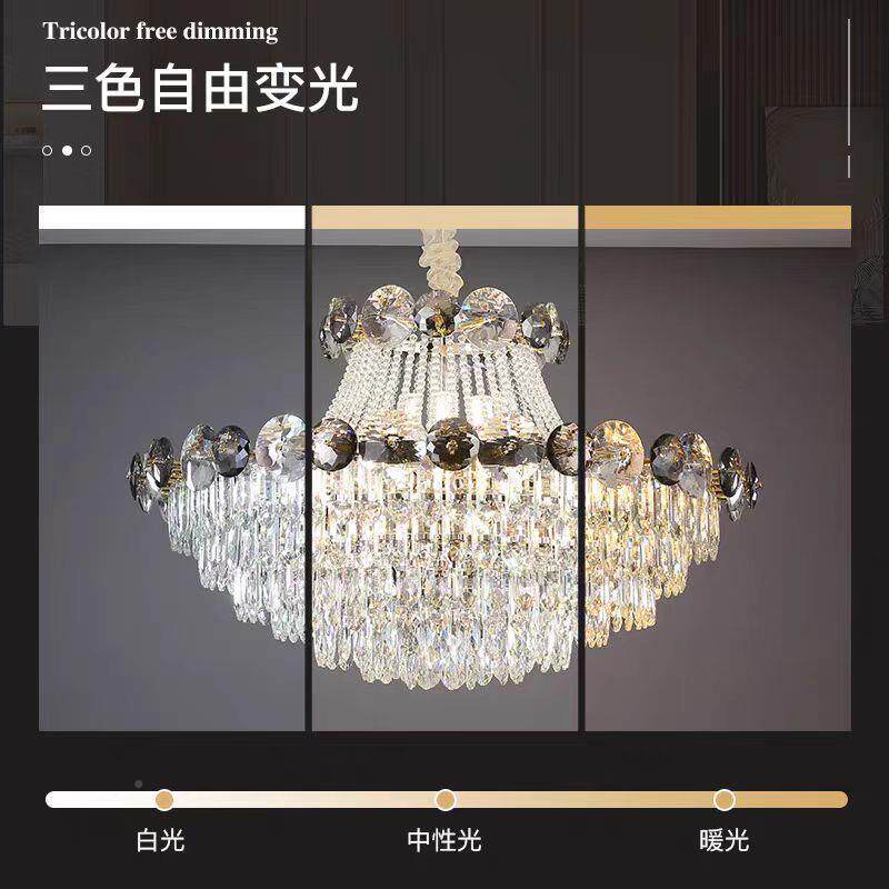 复轻奢客厅水晶吊灯别墅楼厅灯51951欧式餐厅式灯大大气房间吊灯