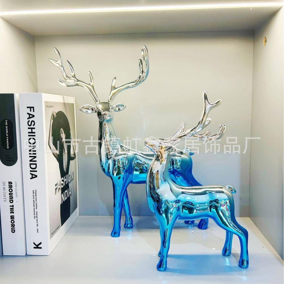 居邹小姐:QWR现[视频]邹姐:金色麋鹿电视柜摆件代轻小奢家装饰品