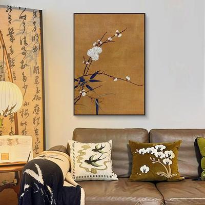 新式宿书房茶室艺术装画名饰古画柳荫中ZW00ZW品茶民壁画简约艺术