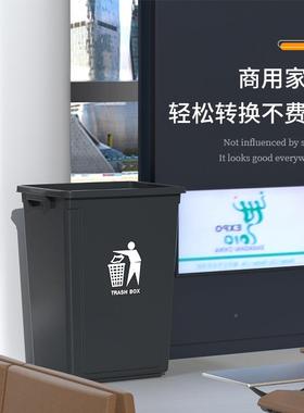 长大圾方形无盖垃餐桶大容GQL量家用号厨房桶商用饮后厨黑色宿舍
