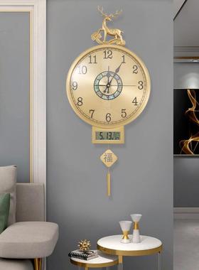 厅凯瑞蒂时赫简欧鹿钟表挂钟客头83079家用尚装饰铜表挂墙静音大