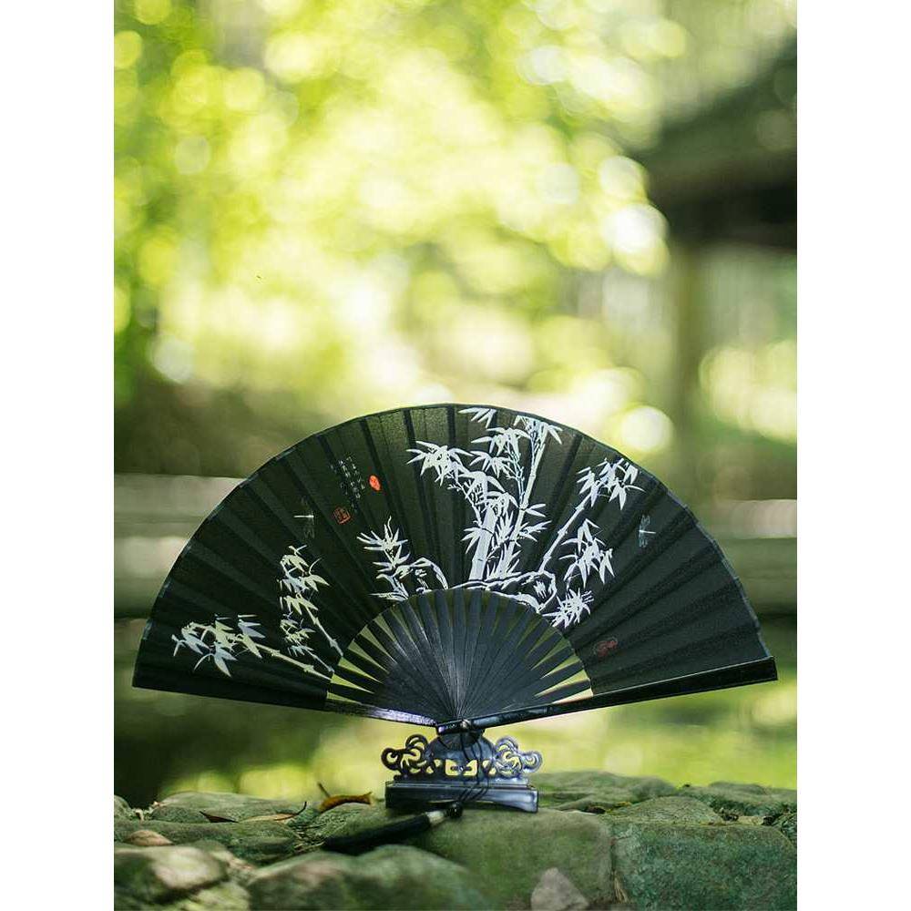 扇折扇风男252士身古风黑色小扇儿童式随便携折叠扇子夏季女竹扇