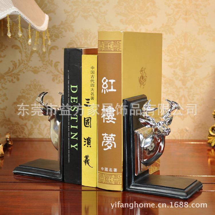 厂家欧式乡村KB037风格电镀鹿件头书靠书房装饰摆树脂艺工品摆饰