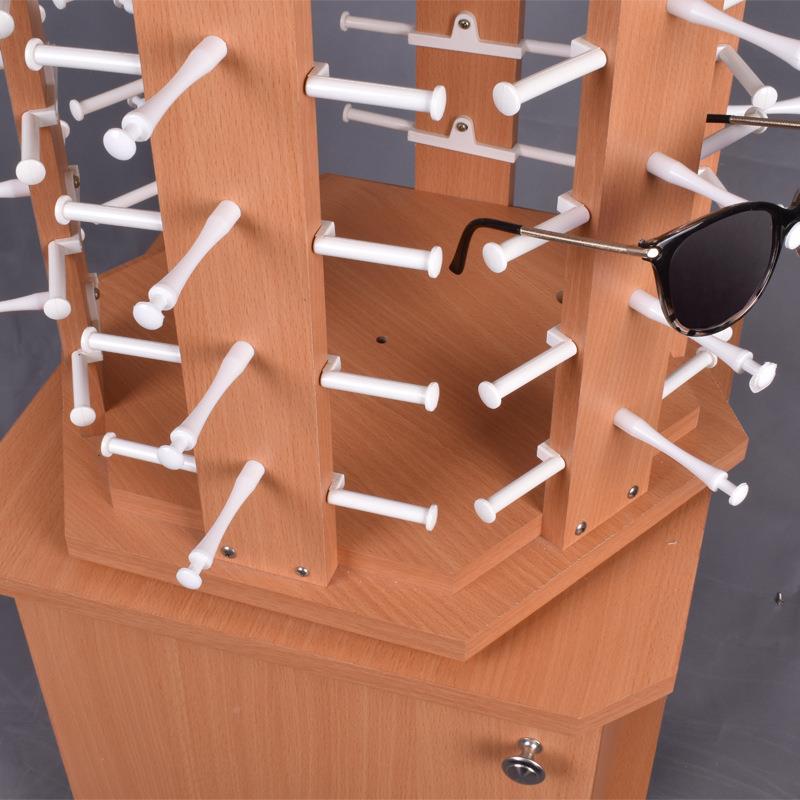 眼镜展架太阳镜架落墨地示式旋转移动意YM8106木创质烤漆镜陈列货