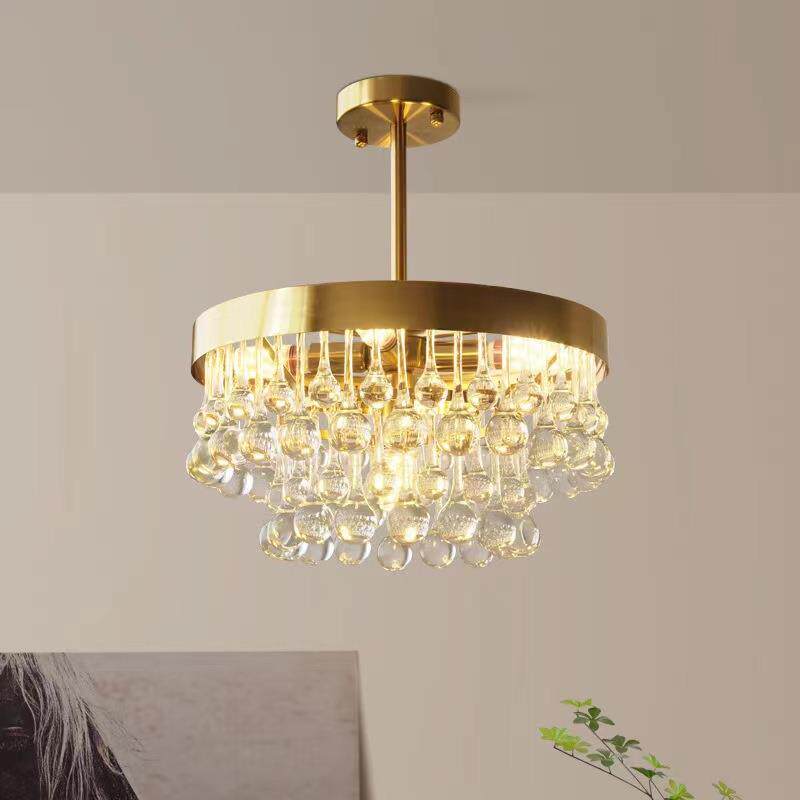 现代轻奢水晶玻吊灯形温馨卧室简餐约璃创意75230厅大气圆客厅灯