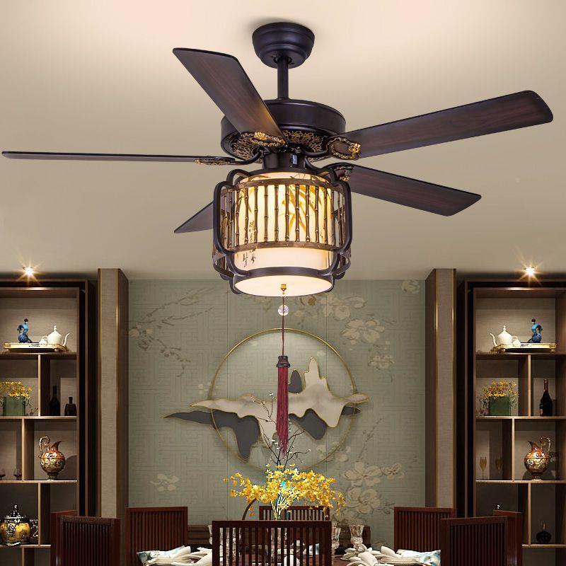 中新式吊扇灯电扇扇吊灯客厅家用卧室饭厅灯复餐厅高古档7512风中