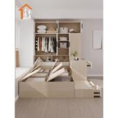 $p^l$体?榻榻米床户衣柜一桌书踏步床高箱收纳储物功能床小型