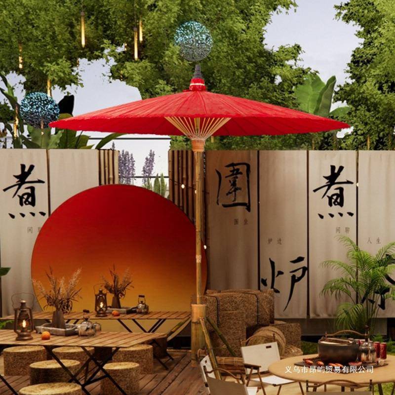 泰国大油纸伞置中式户炉庭院外遮伞网红摆摊08围煮茶场景布伞