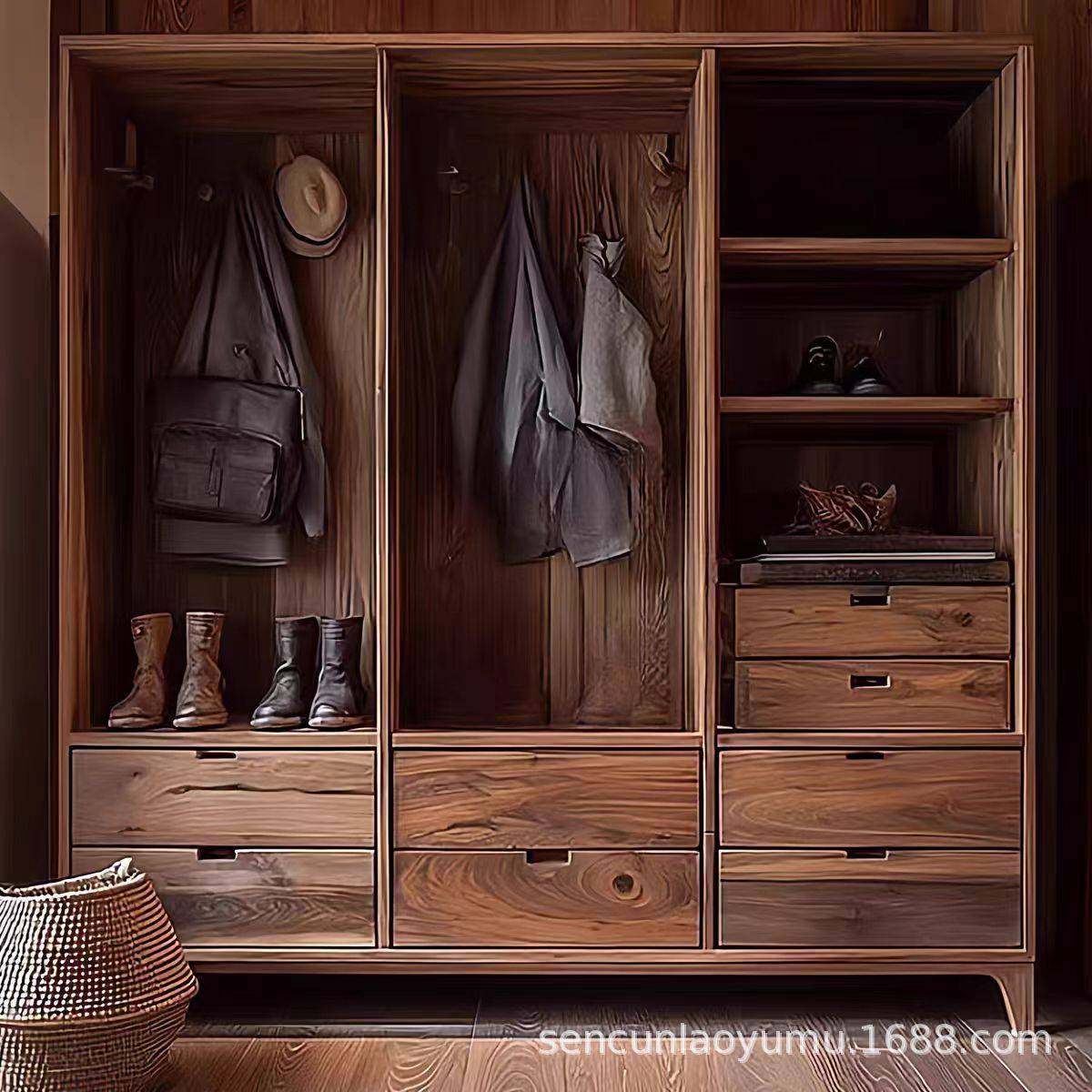 老榆木衣柜复古新中式家用衣帽架靠墙衣橱柜纯实木衣架储物柜,玩具/童车/益智/积木/模型,垂直悬浮玩具,淘宝优惠券,粉丝福利购,淘宝优惠卷