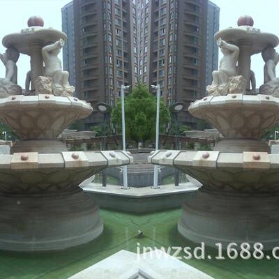 庭院水池石单雕哪1952卖位大里石轮多少钱别墅花理岗岩水池图片