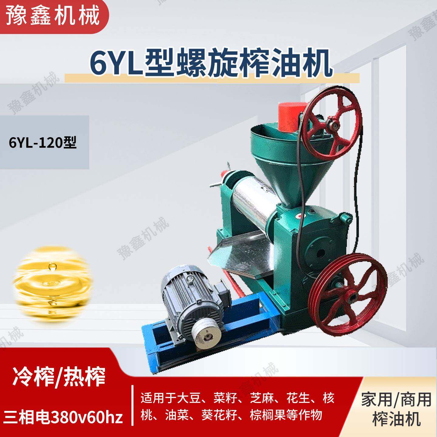 螺旋榨油用家用商油坊芝麻机PQL花生棕榈果双植物油压榨设备冷热