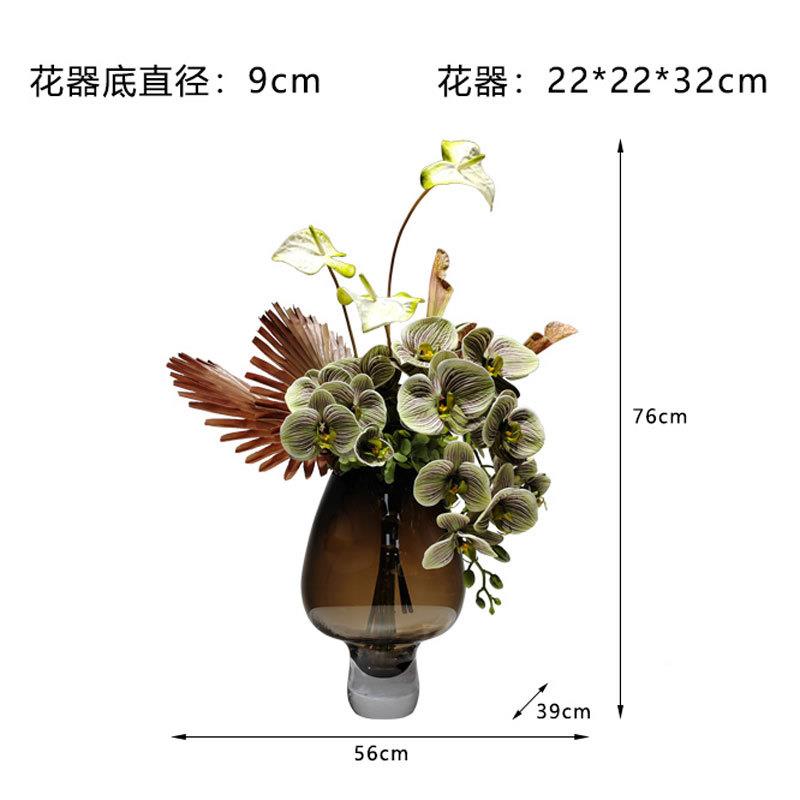 新中式瓶洽桌仿真花艺摆放XAT轻奢高端谈玻璃花电柜装视饰蝴蝶花