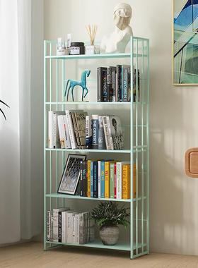 铁艺书架落童地客厅一体靠墙简易书柜多制层置架儿飘窗IUD钢收物