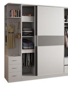 柜板式衣柜门现代木HOC质推门大衣橱拉整体衣卧室简易组合移两门