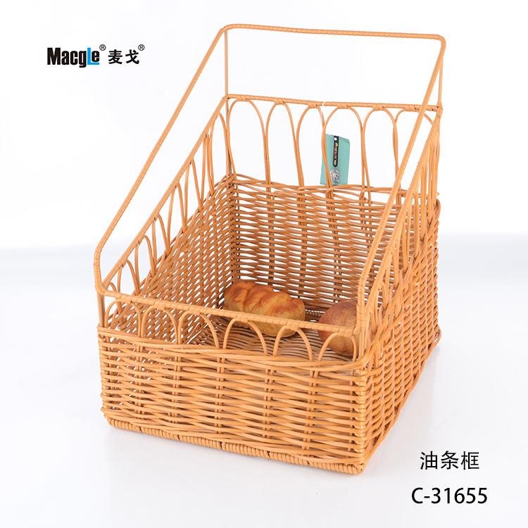 麦戈Magle纯手工藤编方形子篮子菜篮面包篮储C-31655物篮子c收纳