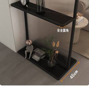 奶油风进门沙发艺术玻璃隔断置物架入户正对门客厅玄关屏风可移动
