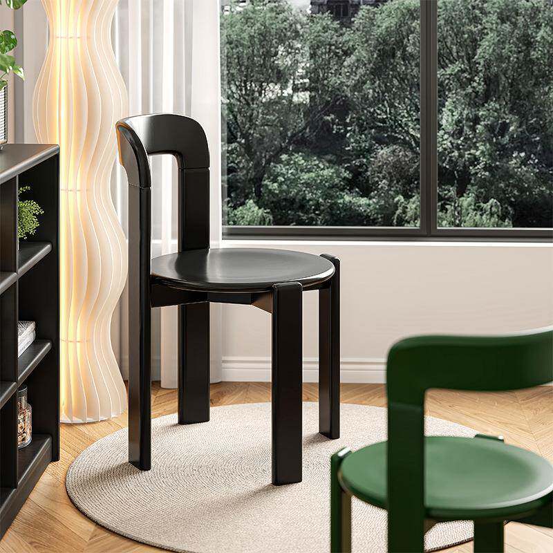 rey餐椅实木椅子中古书桌椅茶椅餐桌岛台靠背椅红色设计师梳妆凳