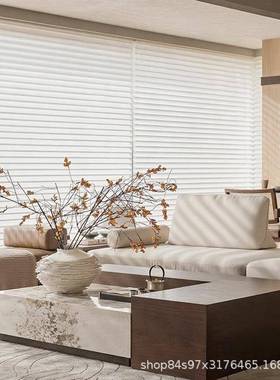 帘电动香格里拉窗百阳拉叶免打孔遮光遮阳客厅台升降柔纱卷XTA帘