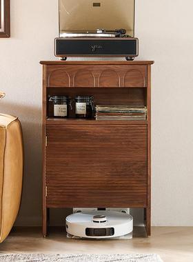 #北站美黑基胡桃木木扫地机柜客厅实扫地机器人隐藏柜收纳柜88810