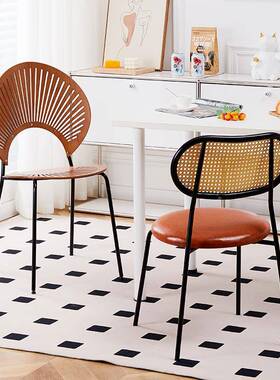 奶法式复古网AL102102中红设计师餐桌椅贝壳椅餐椅白油风古实木色