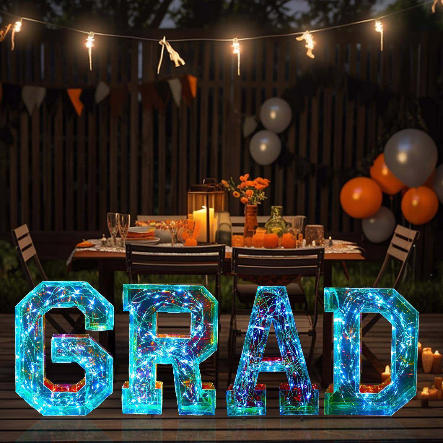 GRAD境2母24跨GRAD毕业季派0对装饰品led字灯庆祝毕业晚会气氛布