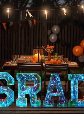 GRAD境2母24跨GRAD毕业季派0对装饰品led字灯庆祝毕业晚会气氛布