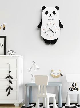 WZOOM免打孔熊猫挂钟客厅20TYOS83725新款表卡通个性创意时钟装O