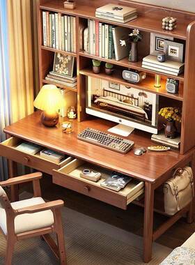 实木电脑家卧室用书桌书架一桌桌简约现代中71206小学生初中生体写字台