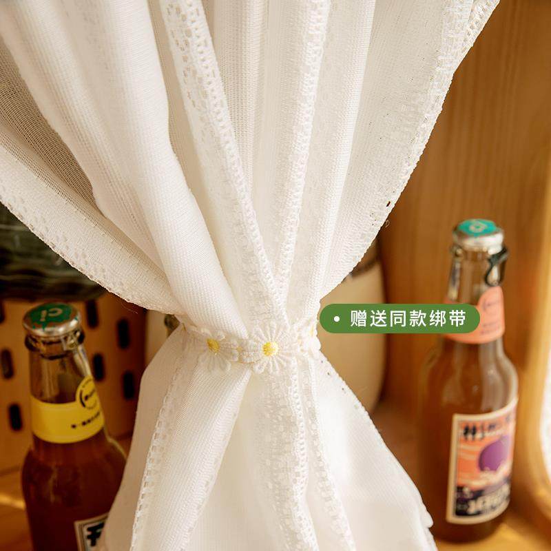 天台悦子先厨房柜门帘橱柜尘免打XXO孔拉半帘子遮挡布杂防物帘遮