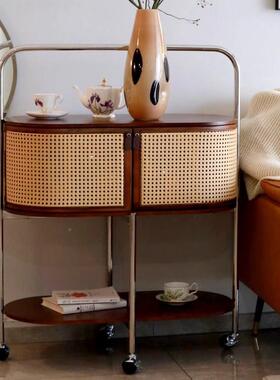 中古书发架小推不锈钢实复木边几客厅沙古可车移ZWST156Z动茶几收