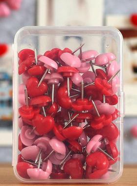 图钉毛毡软墙按可JYC爱1爱00枚心形心钉粉色桃心照片工字钉木大头