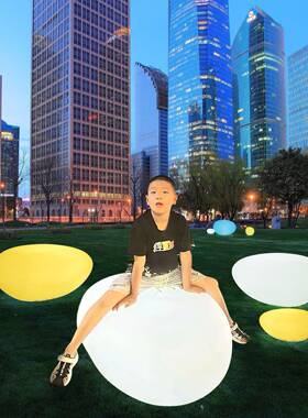 户外草坪发光坐景凳酒装店商场公园亮化大石头LE1D防观饰庭水院灯