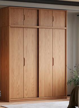 实户木橡木推拉门衣柜家用卧衣室趟门小型现移代门主92621卧大橱