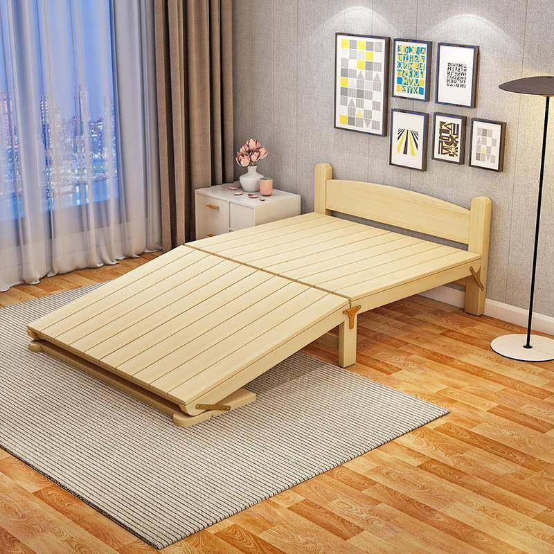 A1RSA2叠折床实木90c木m单人床办公室1午休床家用.2米硬板质床租