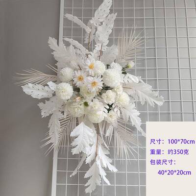 HQH2408A婚仿庆真花鸟巢叶白森色地排花系粉色系花角路引花排婚礼